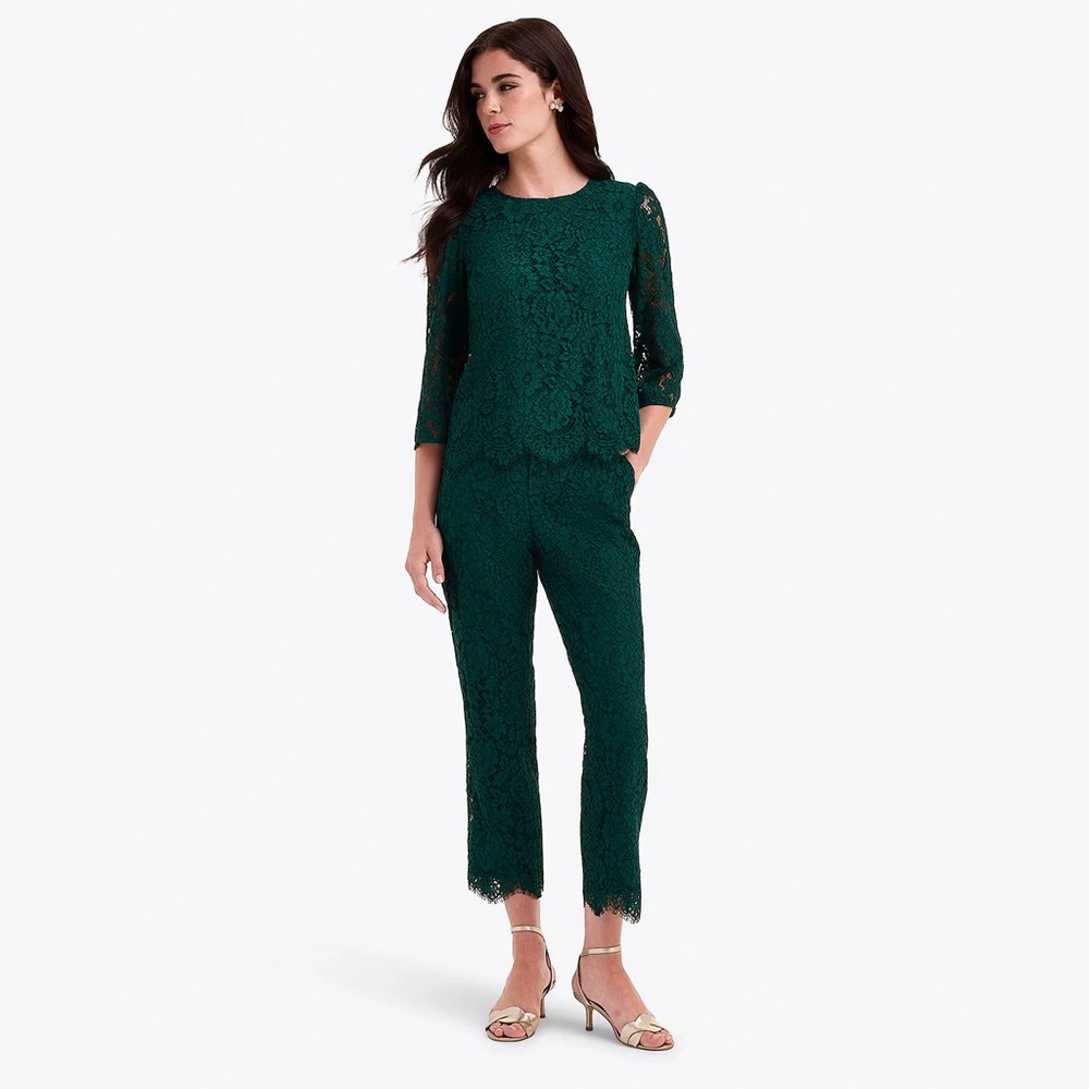 NWT Draper James Luxury Lace Top in Evergreen